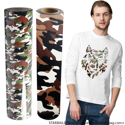 Custom Camouflage Heat Transfer Vinyl for vinil textile camo htv T-shirt iron on digital transfer films supplier