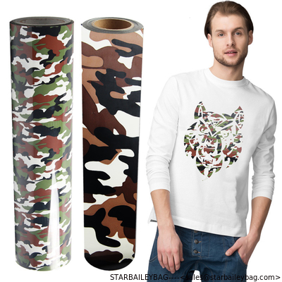 Custom Camouflage Heat Transfer Vinyl for vinil textile camo htv T-shirt iron on digital transfer films supplier