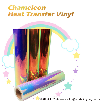 Custom Rainbow Heat Transfer Vinyl iridescent chameleon htv T-shirt iron on digital transfer films supplier